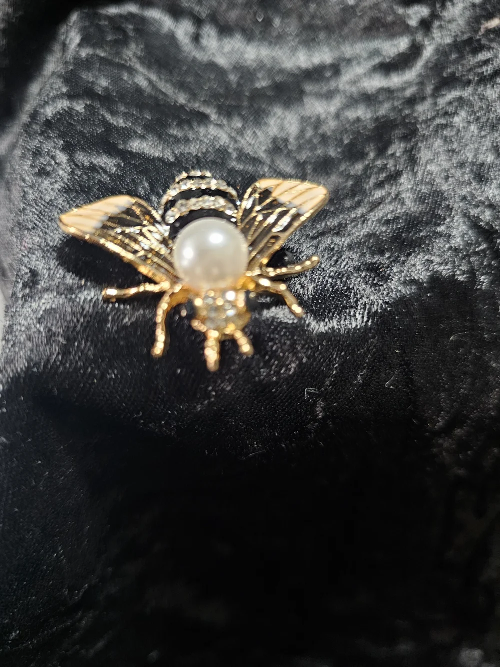 Gold Bee Brooch with Pearl Accent - Elegant Women's Jewelry